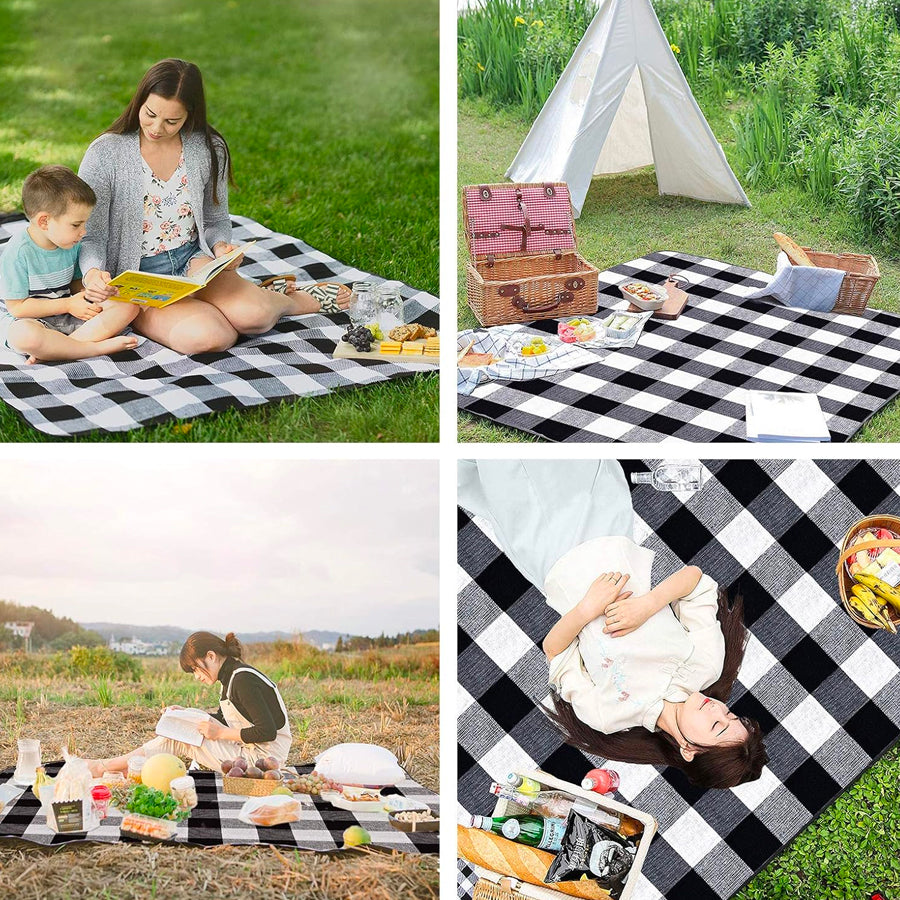 ROLL UP PICNIC BLANKET (WHITE-GREY)