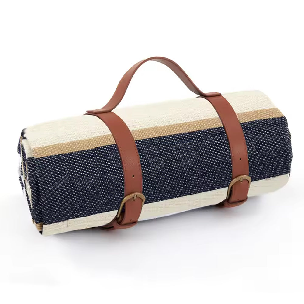 ROLL UP PICNIC BLANKET (BLUE-BEIGE)