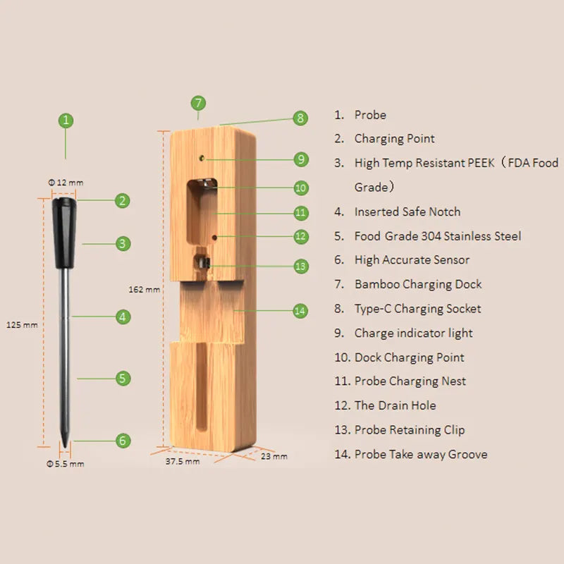 PRIMO MEAT THERMOMETER WITH BLUETOOTH - WIRELESS