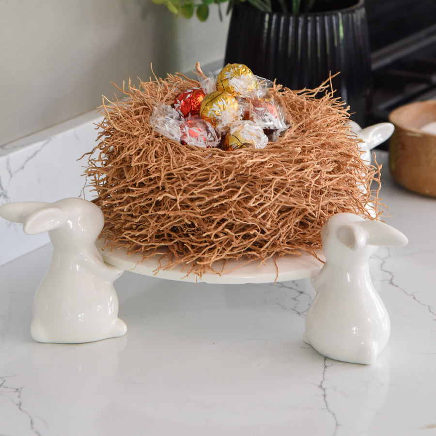 CERAMIC BUNNY SERVING STAND