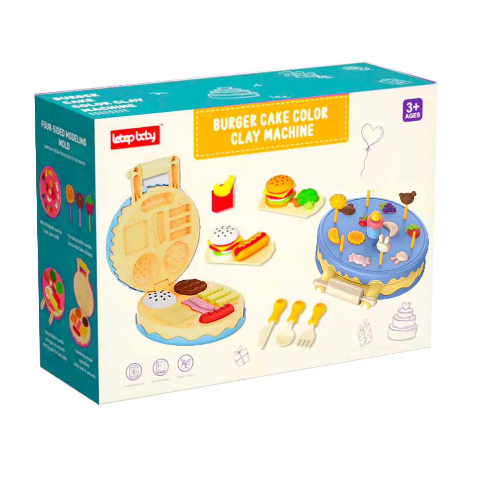 COLOURED CLAY CAKE & HAMBURGER SET