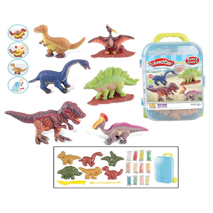 CLAY PLAY ON THE GO BUILD A DINOSAUR (12 COLOURS)