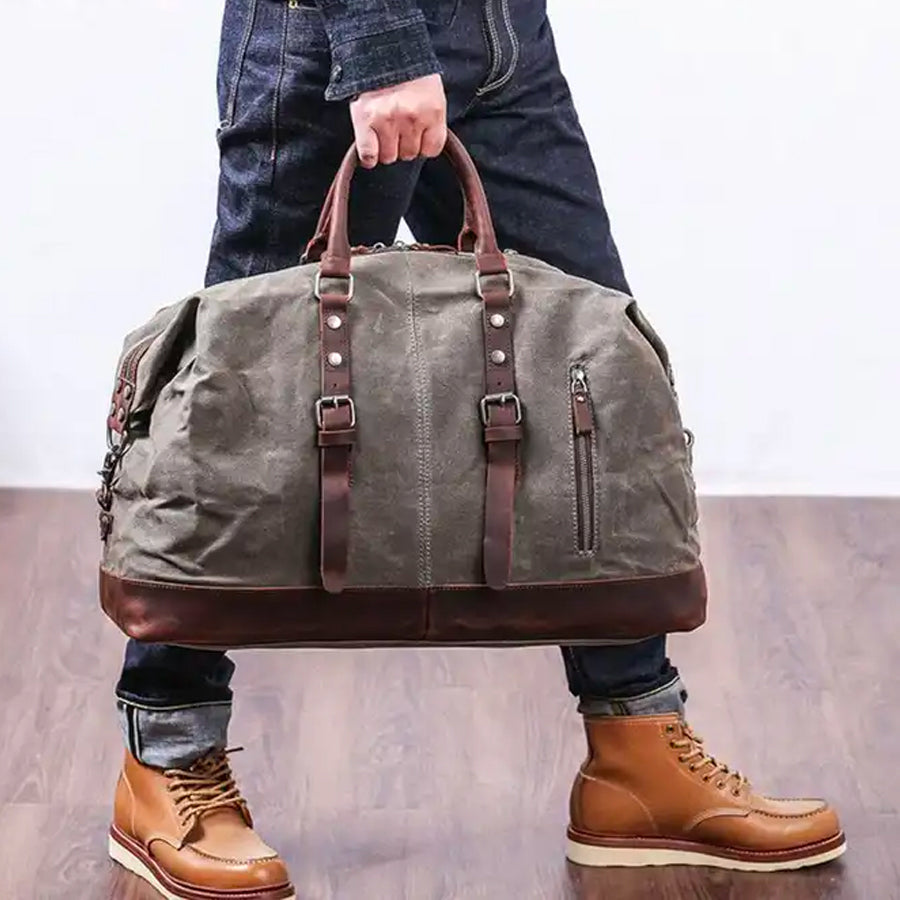 OLD BARN WAXED CANVAS DUFFEL BAG