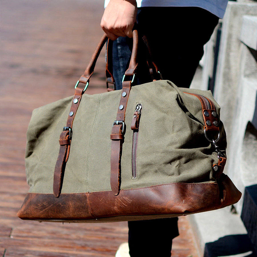 OLD BARN WAXED CANVAS DUFFEL BAG