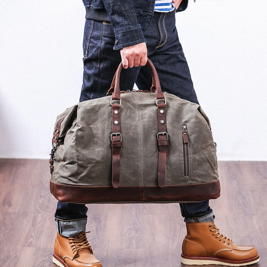 OLD BARN WAXED CANVAS DUFFEL BAG