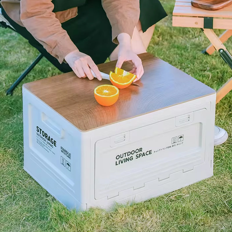 MULTIFUNCTIONAL FOLDABLE STORAGE BOX WITH WOODEN LID