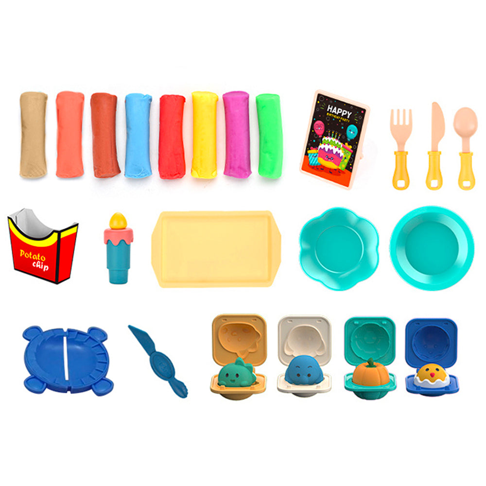 COLOURED CLAY CAKE & HAMBURGER SET